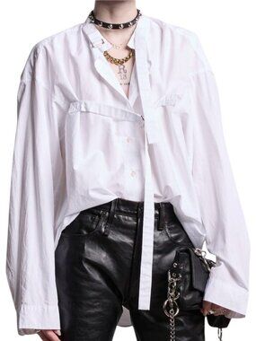 R13 Seamless Button Up Shirt With Straps 2XS XXS White